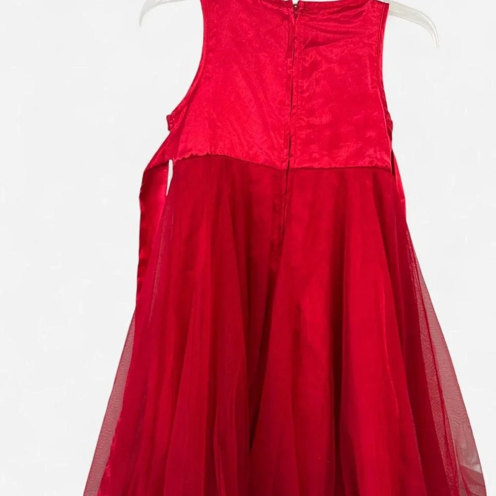 Kids pinky girls Red lace babydoll dress with bow detail Zise 10
